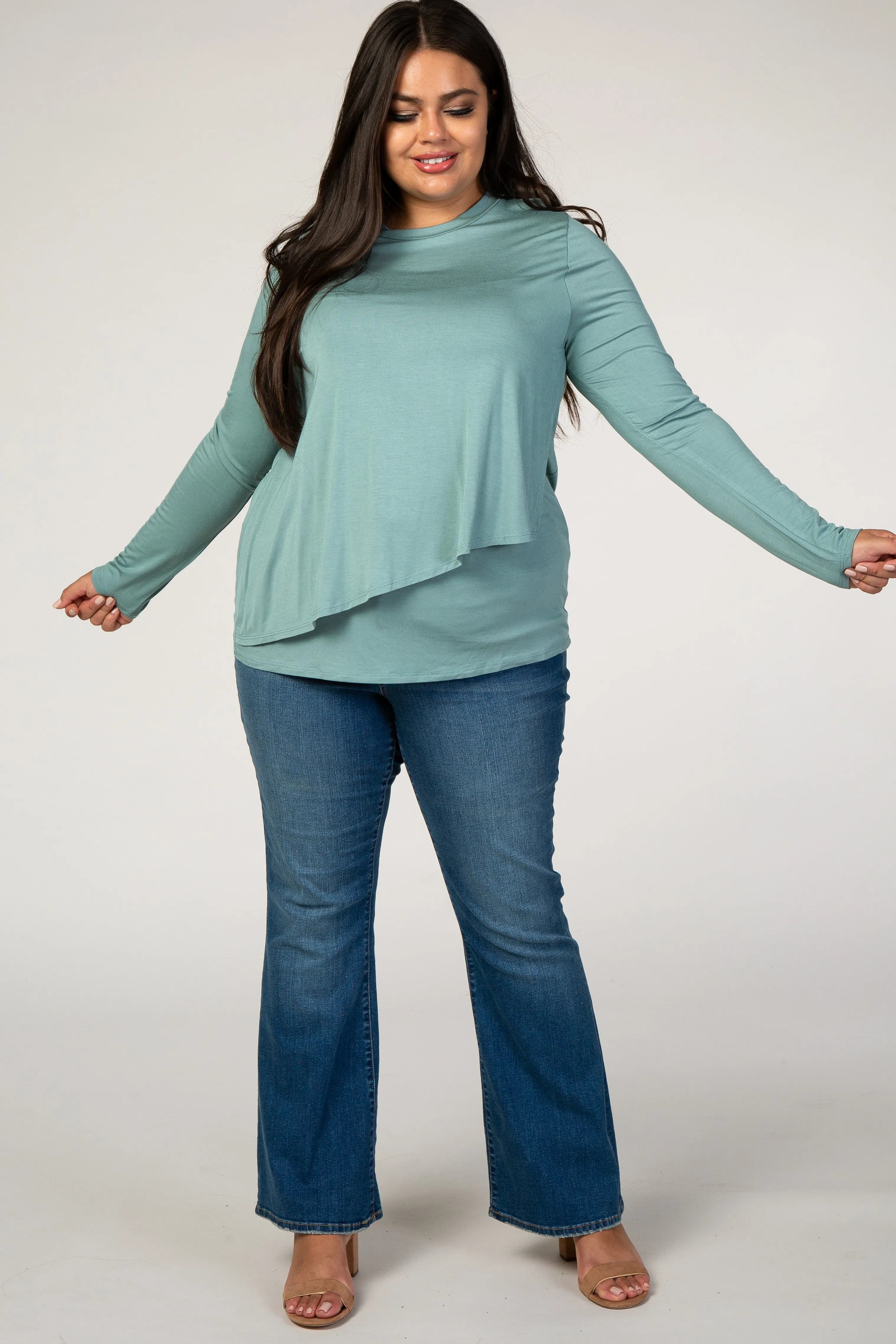 PinkBlush Sage Long Sleeve Draped Plus Nursing Top sold by Pinkblush product image thumbnail 5