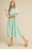 Mint Green Tiered Button Down Maternity Midi Dress sold by Pinkblush