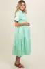 Mint Green Tiered Button Down Maternity Midi Dress sold by Pinkblush