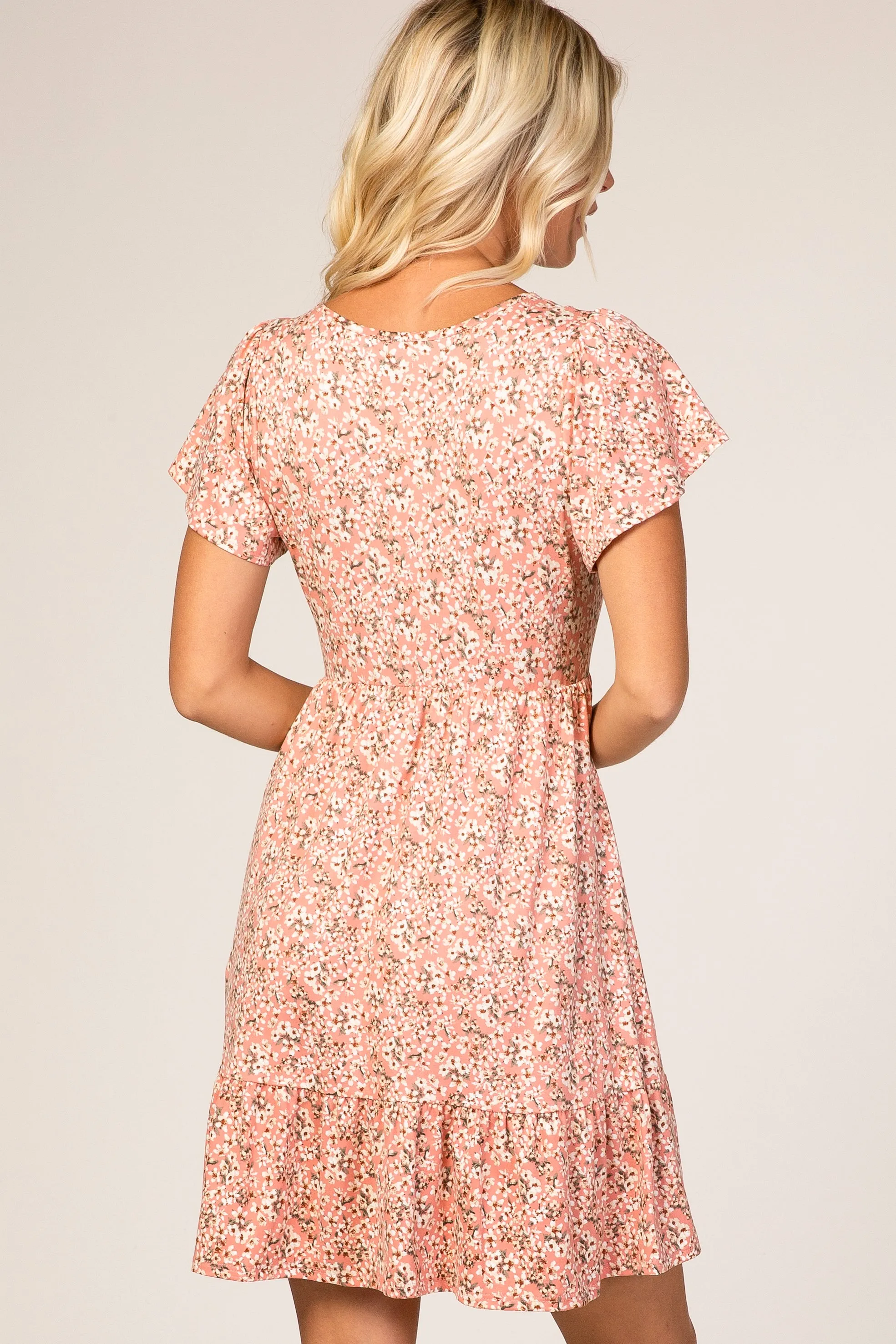 Pink Floral Ruffle Accent Dress sold by Pinkblush product image thumbnail 4