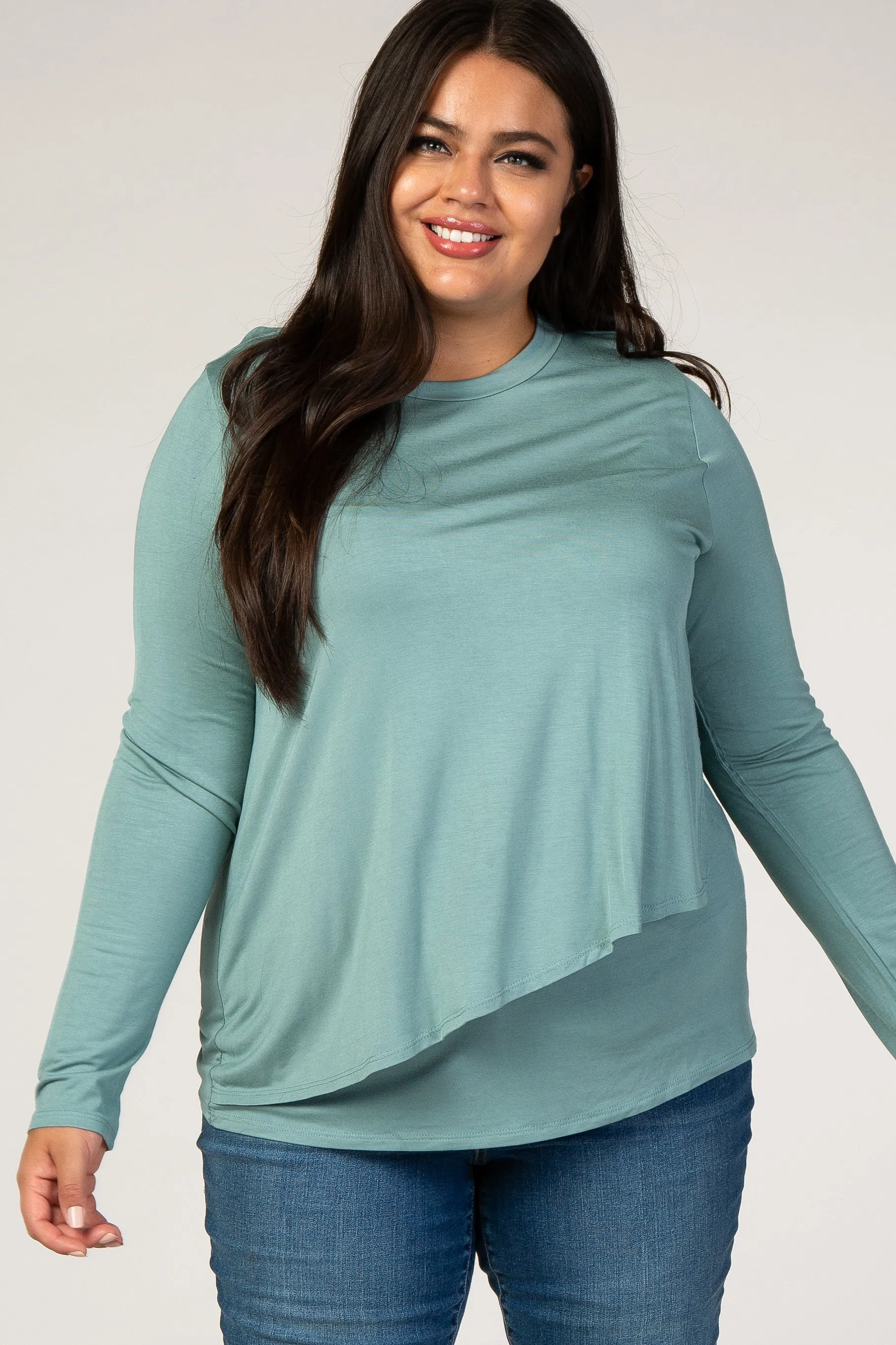 PinkBlush Sage Long Sleeve Draped Plus Nursing Top sold by Pinkblush