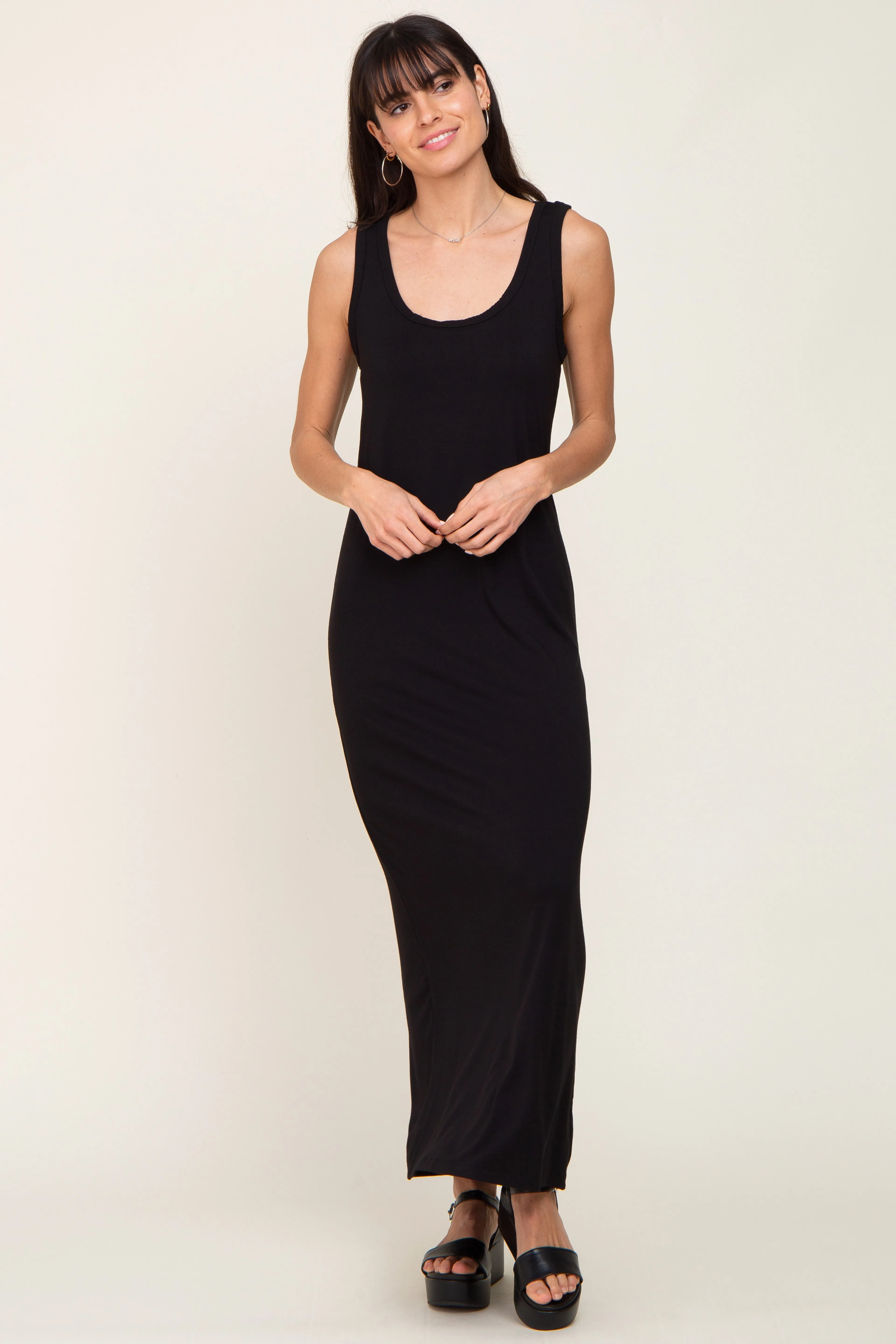 Black Basic Sleeveless Maxi Dress sold by Pinkblush product image thumbnail 4