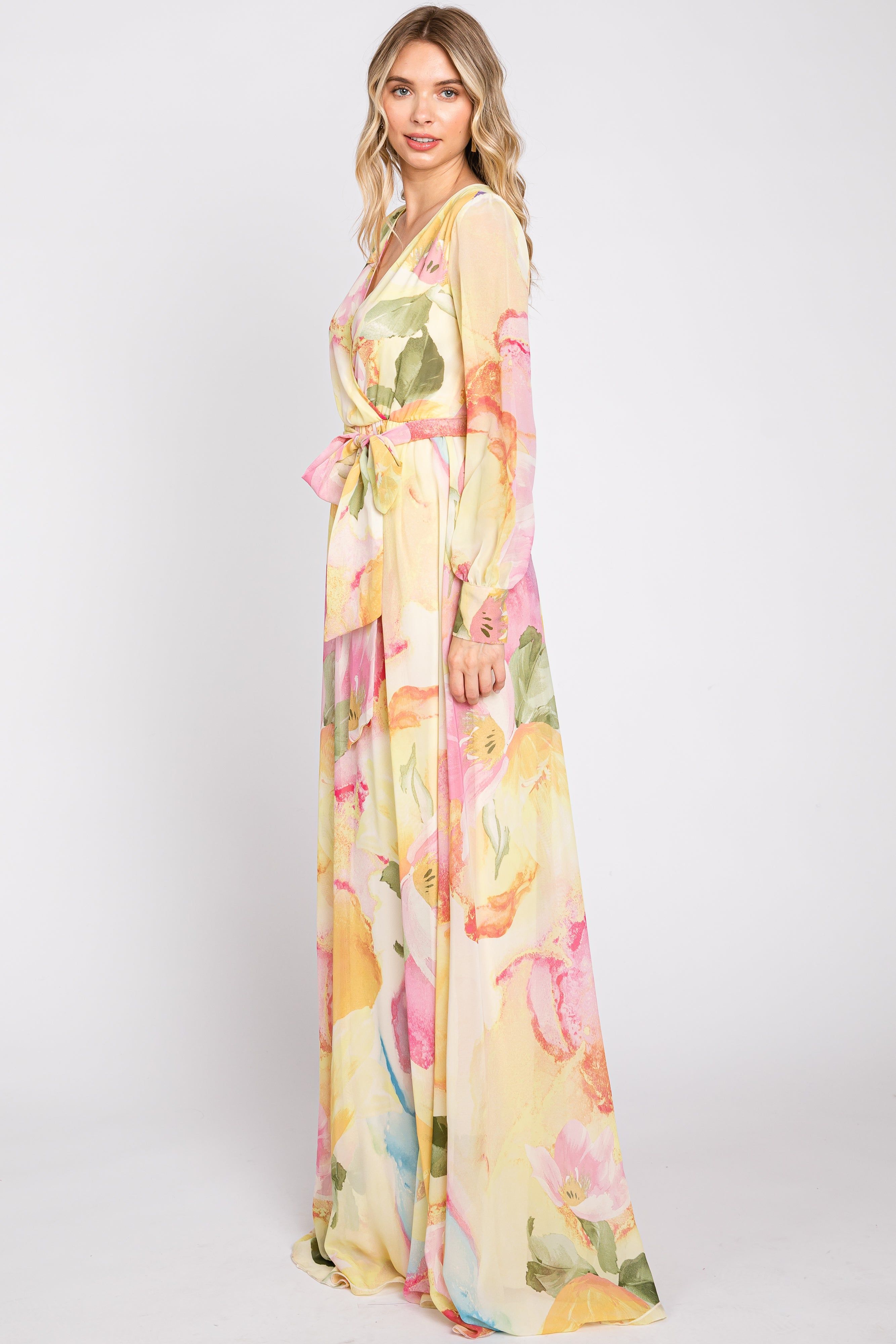 Pink Floral Chiffon Maxi Dress sold by Pinkblush product image thumbnail 2