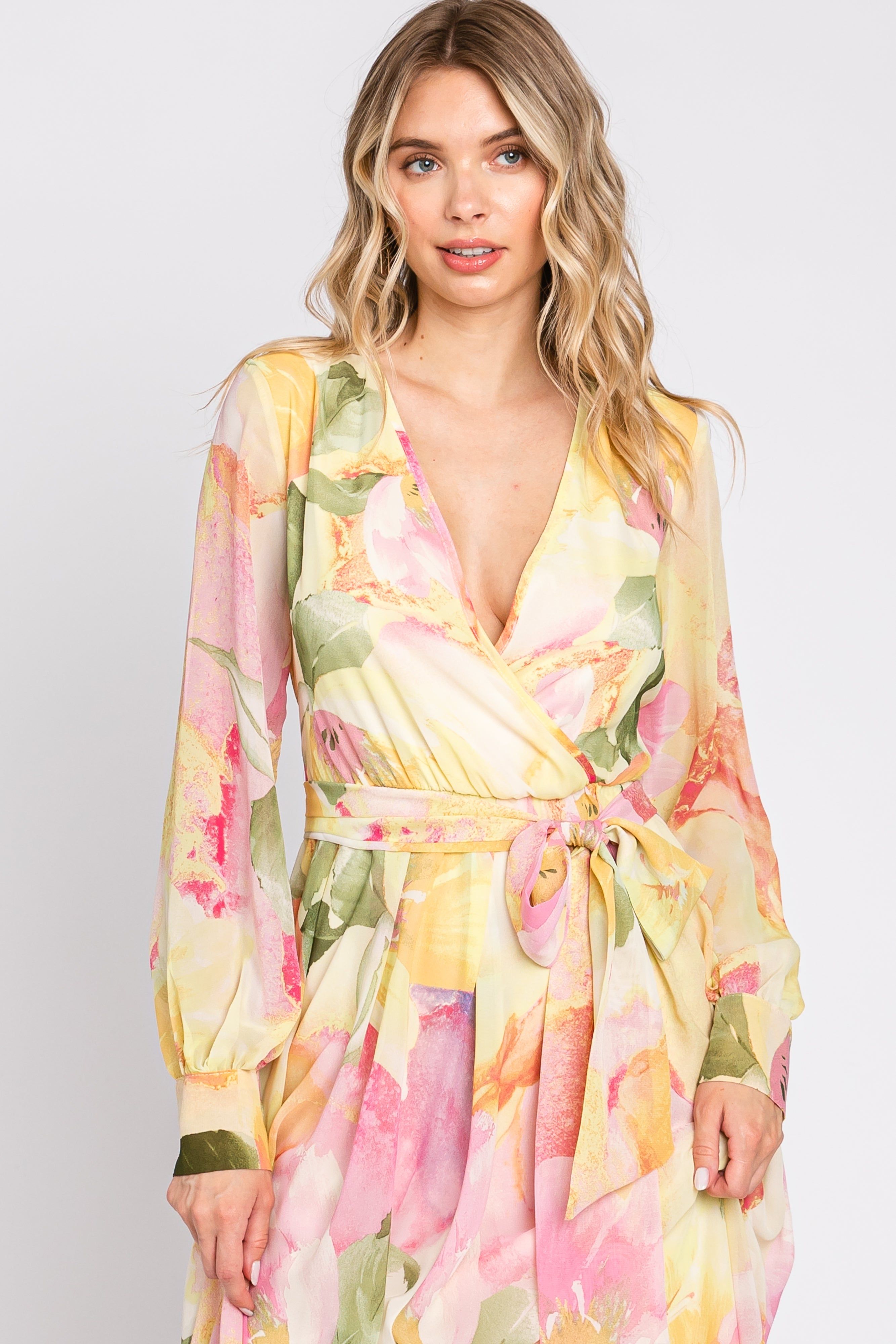 Pink Floral Chiffon Maxi Dress sold by Pinkblush product image thumbnail 4