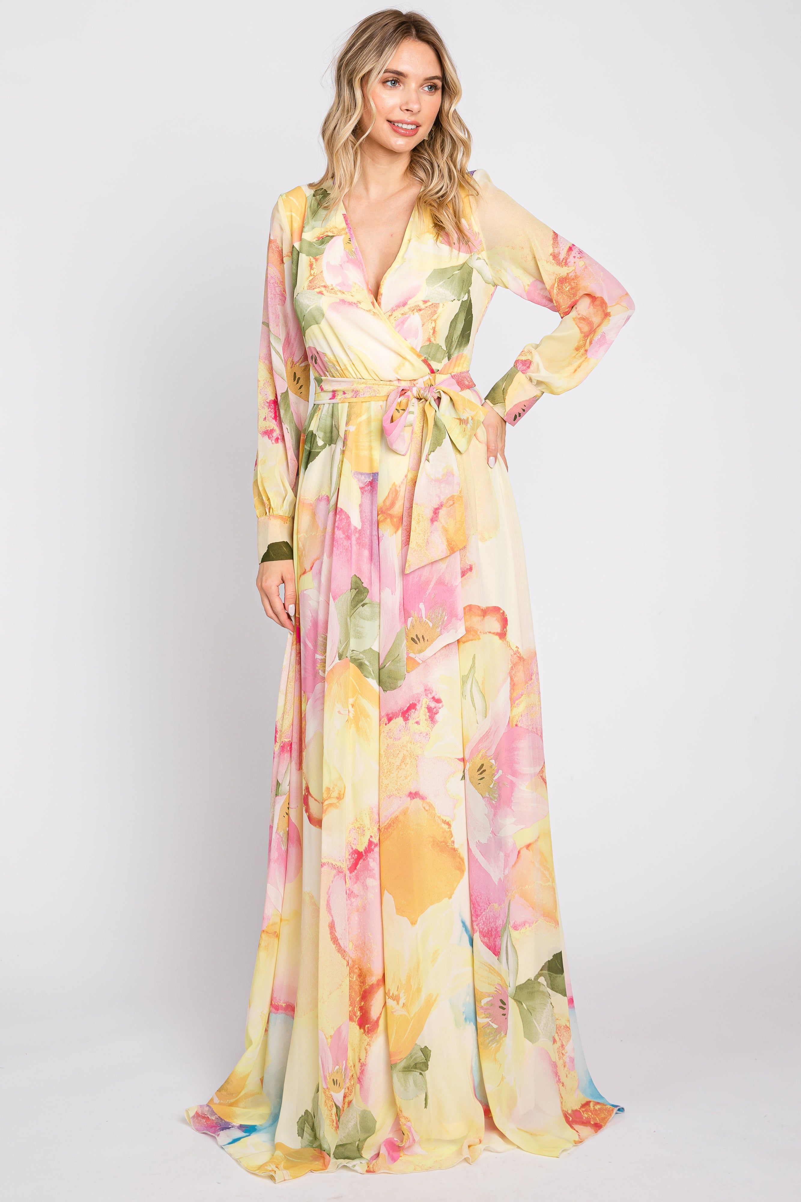 Pink Floral Chiffon Maxi Dress sold by Pinkblush