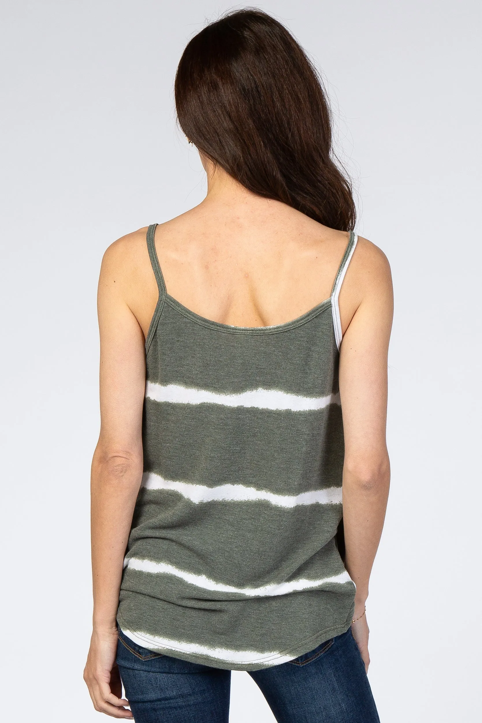 Olive Tie Dye Striped Tank Top sold by Pinkblush product image thumbnail 3