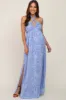 Blue Floral Halter Neck Maternity Maxi Dress sold by Pinkblush