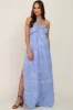 Blue Floral Halter Neck Maternity Maxi Dress sold by Pinkblush