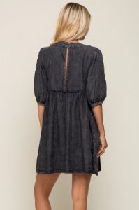 Black Faded Denim Chambray Mini Dress sold by Pinkblush