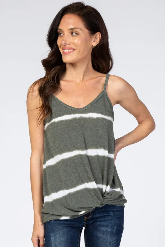 Olive Tie Dye Striped Tank Top sold by Pinkblush