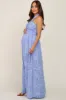 Blue Floral Halter Neck Maternity Maxi Dress sold by Pinkblush