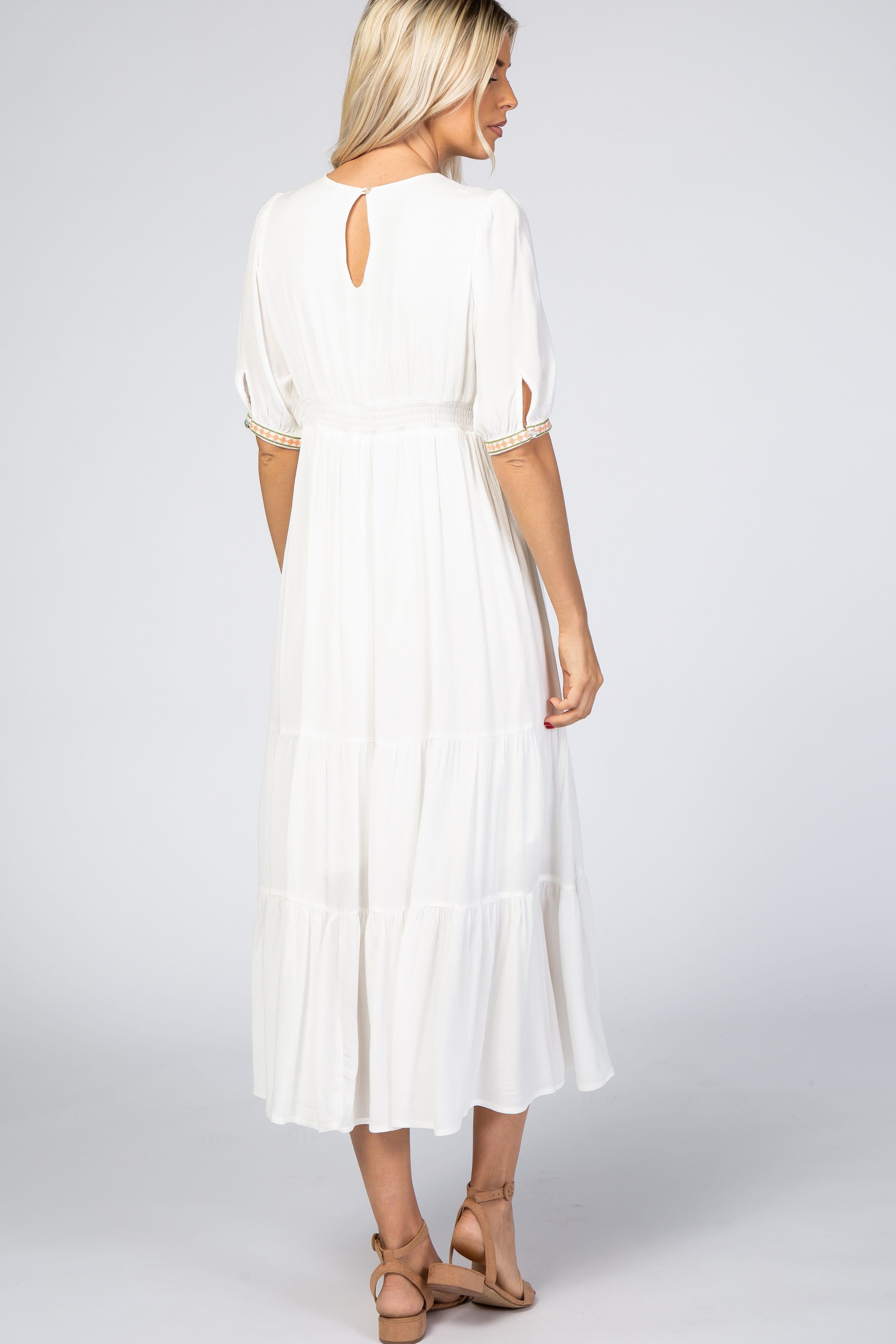 Ivory Floral Embroidered Midi Dress sold by Pinkblush product image thumbnail 3