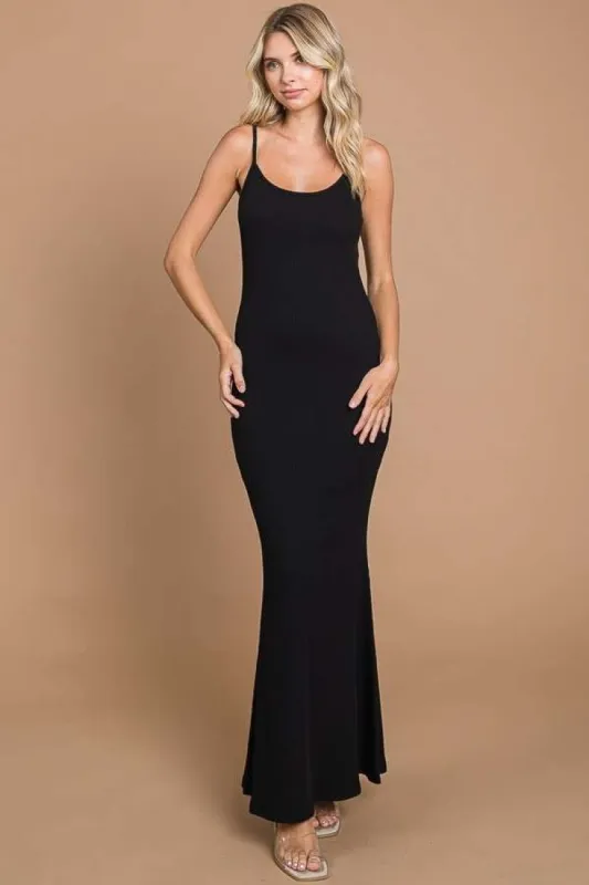 Black Ribbed Maxi Dress sold by Pinkblush