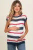 Navy Striped Crochet Knit Maternity Top sold by Pinkblush