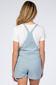 Light Blue Tie Knot Maternity Short Overalls sold by Pinkblush