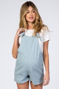 Light Blue Tie Knot Maternity Short Overalls sold by Pinkblush