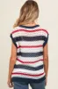 Navy Striped Crochet Knit Maternity Top sold by Pinkblush