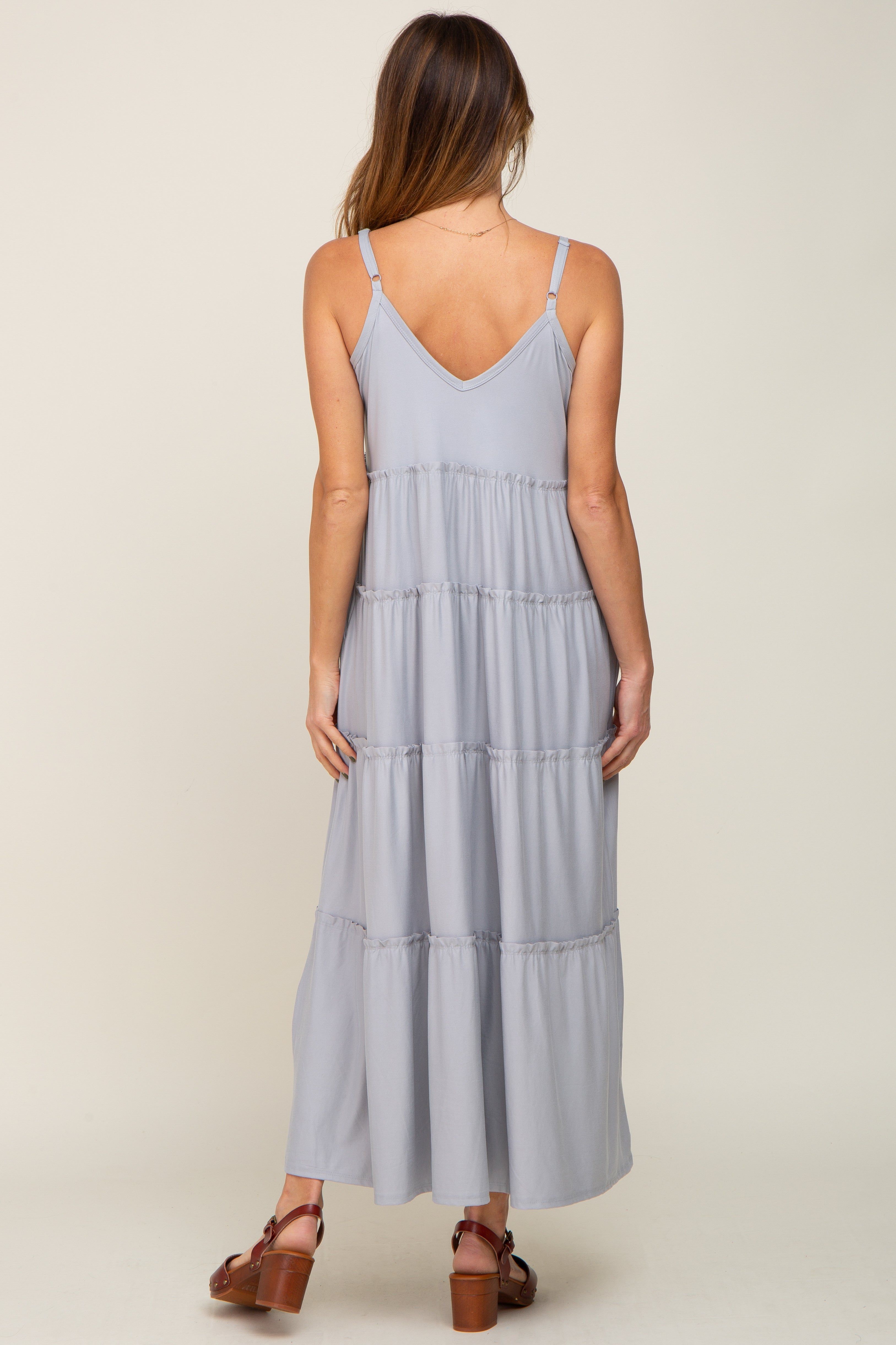Heather Grey Tiered Sleeveless Maxi Dress sold by Pinkblush product image thumbnail 3