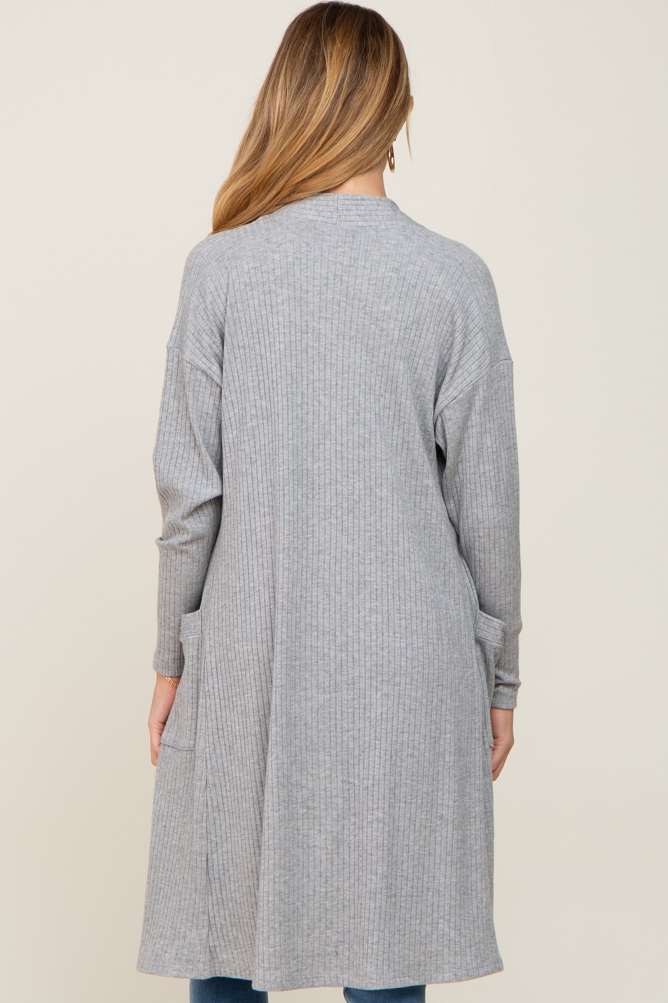 Heather Grey Ribbed Maternity Cardigan sold by Pinkblush product image thumbnail 4