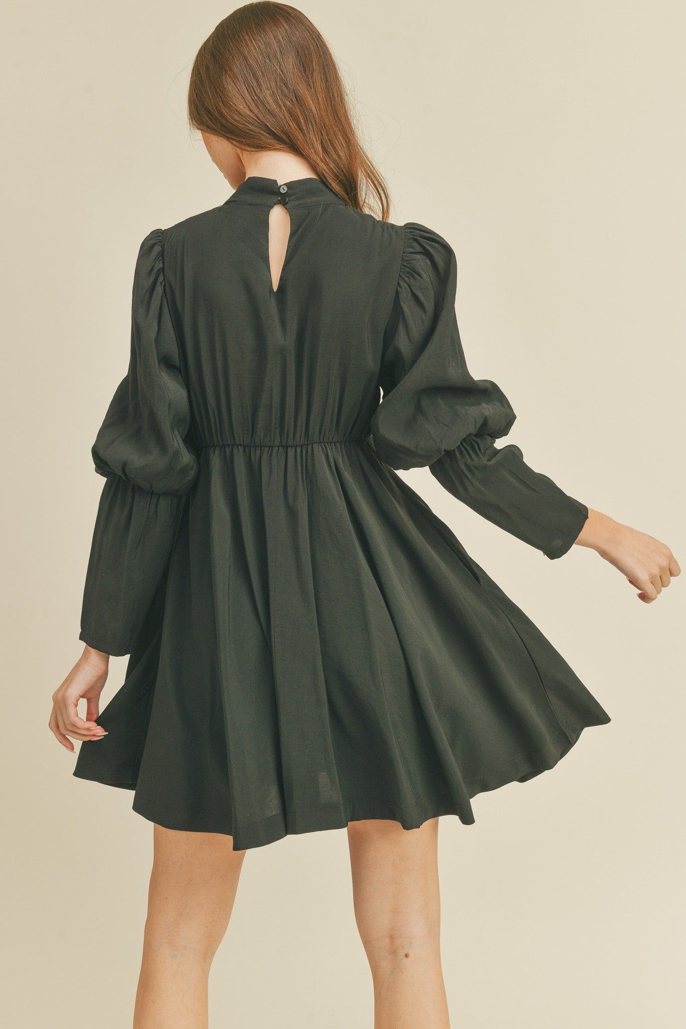 Black Tie Neck Mini Dress sold by Pinkblush product image thumbnail 3