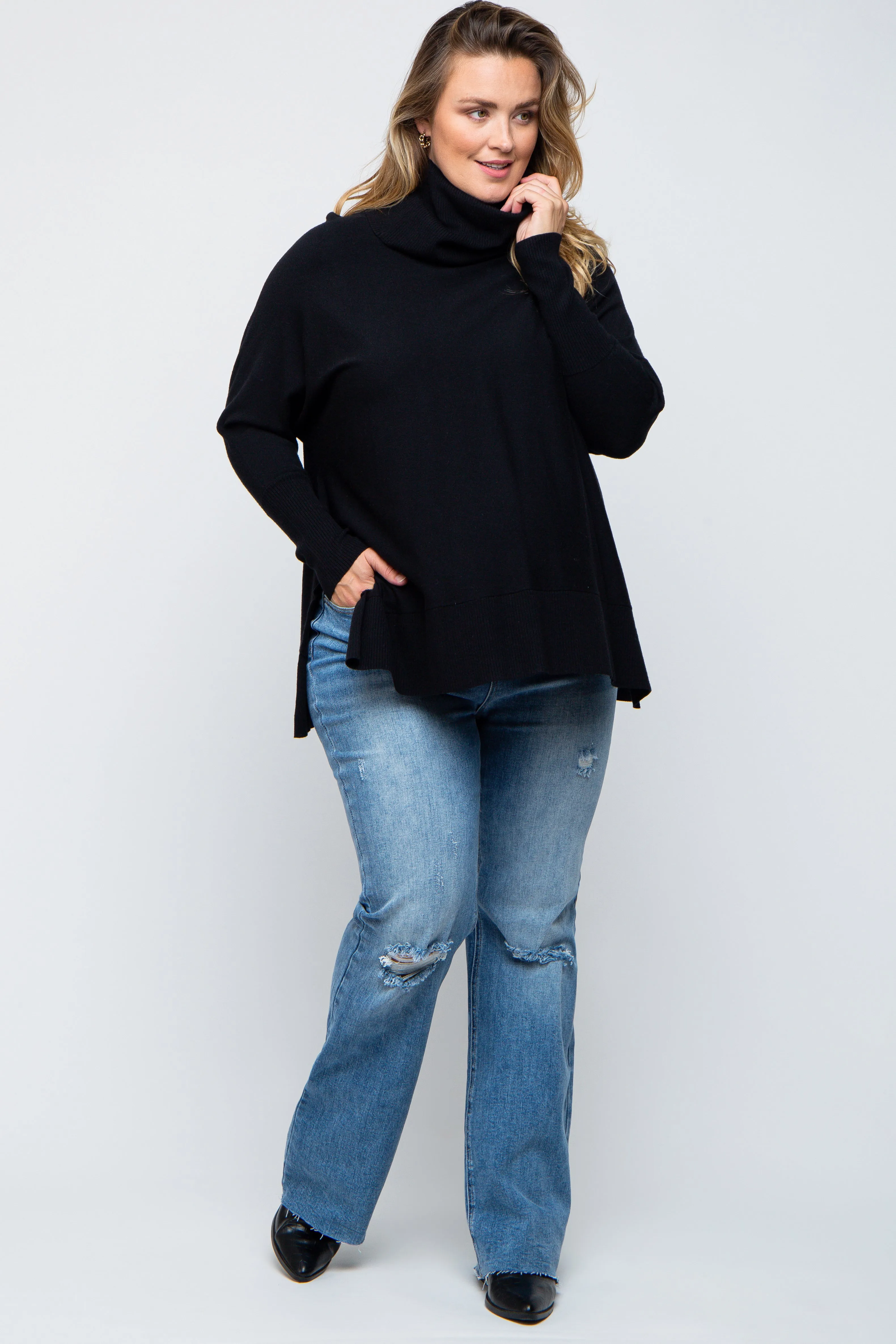 Blue Flare Leg Distressed Maternity Plus Jeans sold by Pinkblush product image thumbnail 5