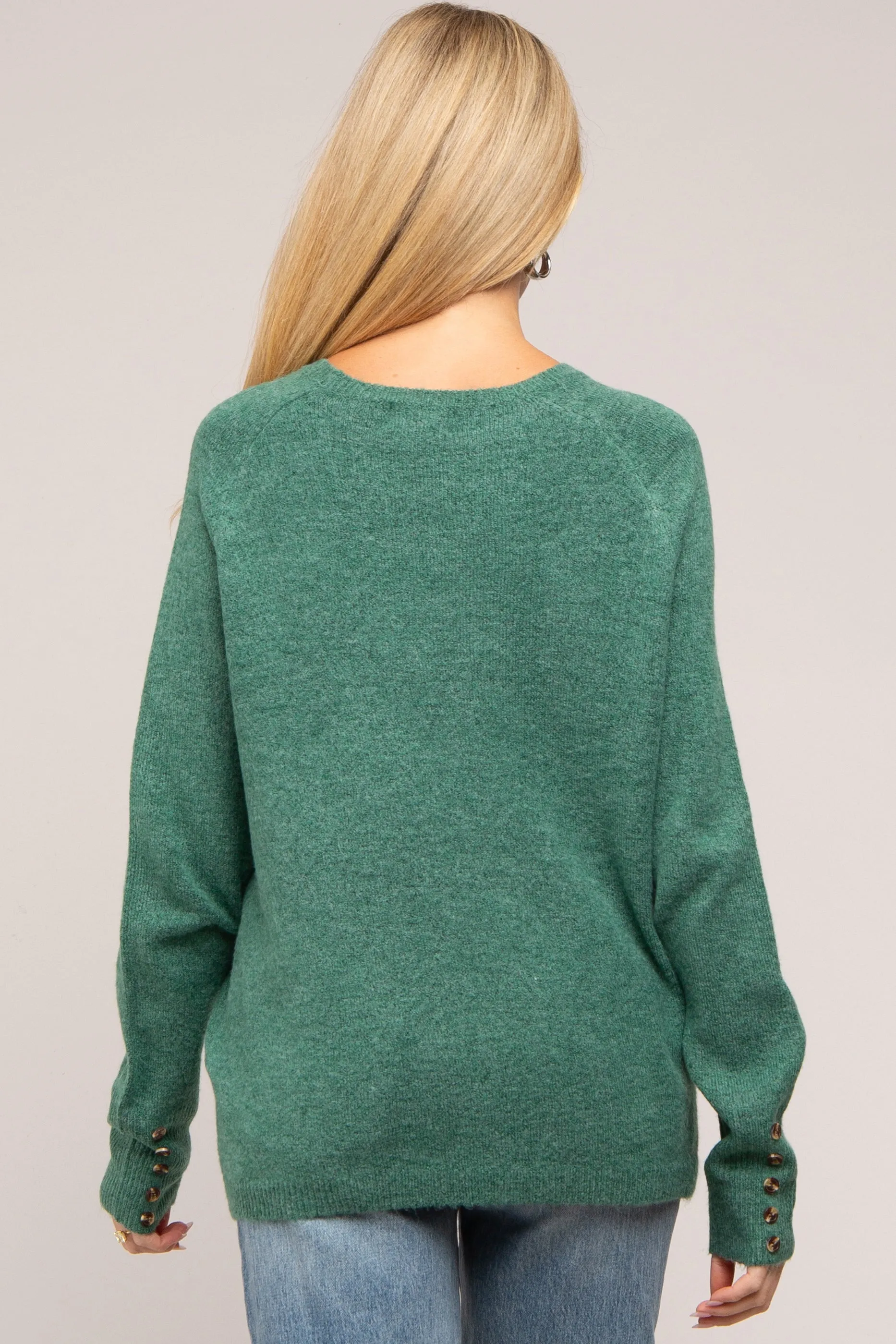 Green Button Accent Solid Maternity Sweater sold by Pinkblush product image thumbnail 3