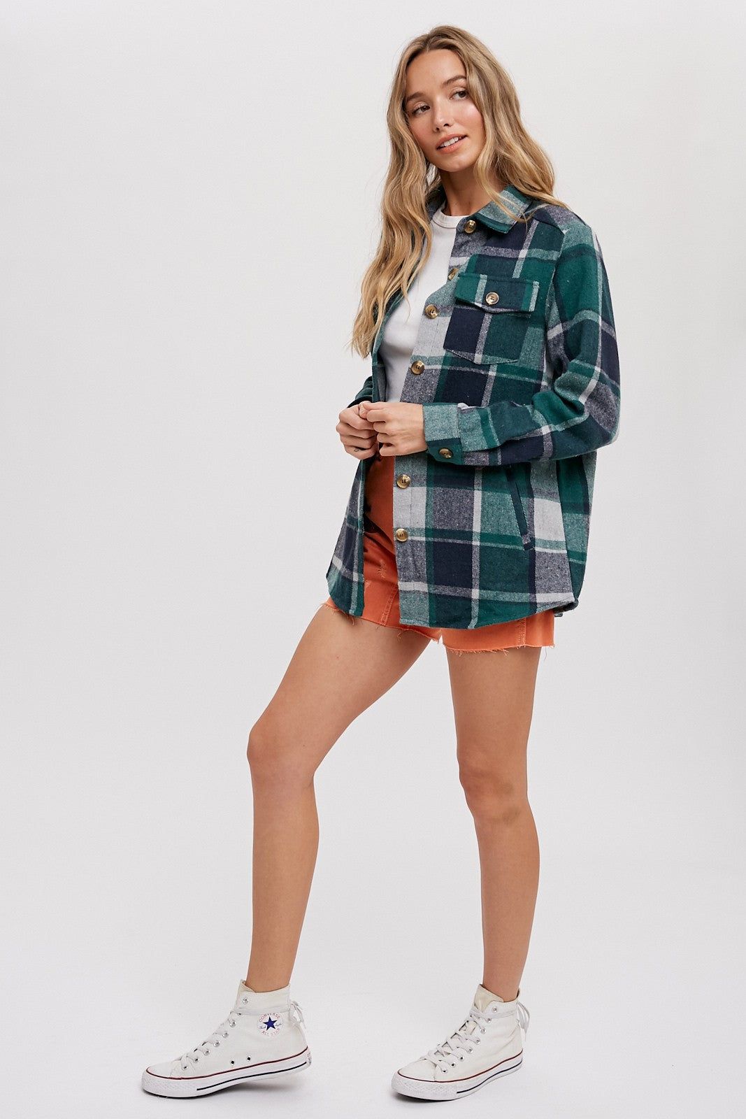 Green Plaid Shirt Jacket sold by Pinkblush product image thumbnail 3