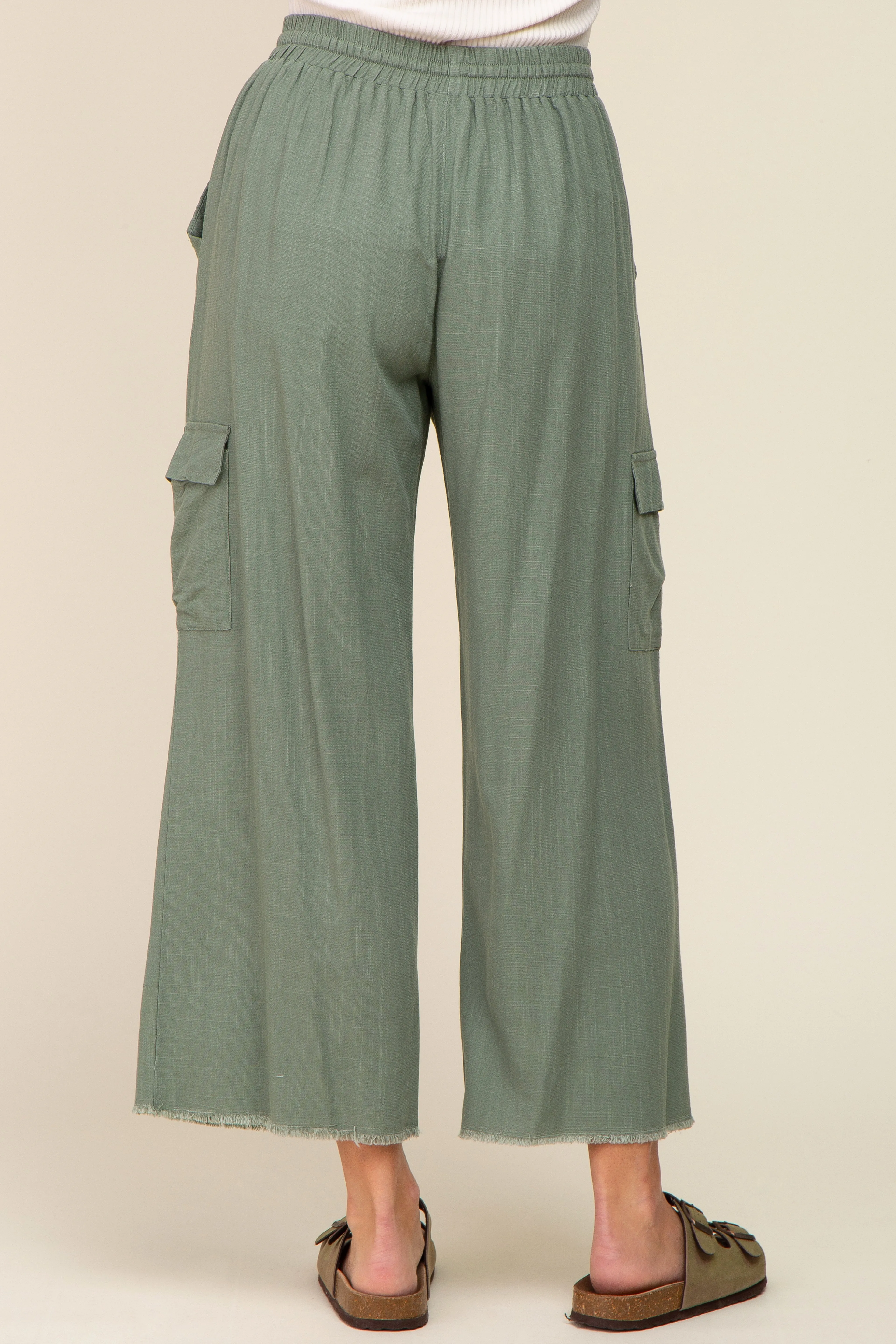 Light Olive Raw Hem Cargo Pants sold by Pinkblush product image thumbnail 4