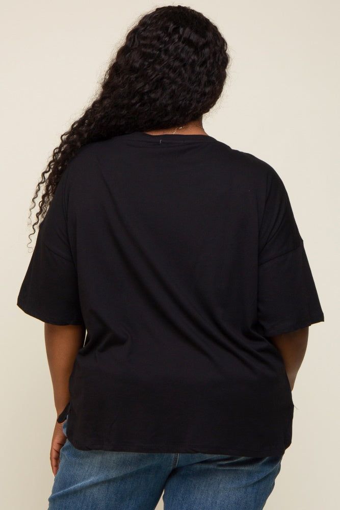 Black Short Sleeve Pocketed Plus Top sold by Pinkblush product image thumbnail 3