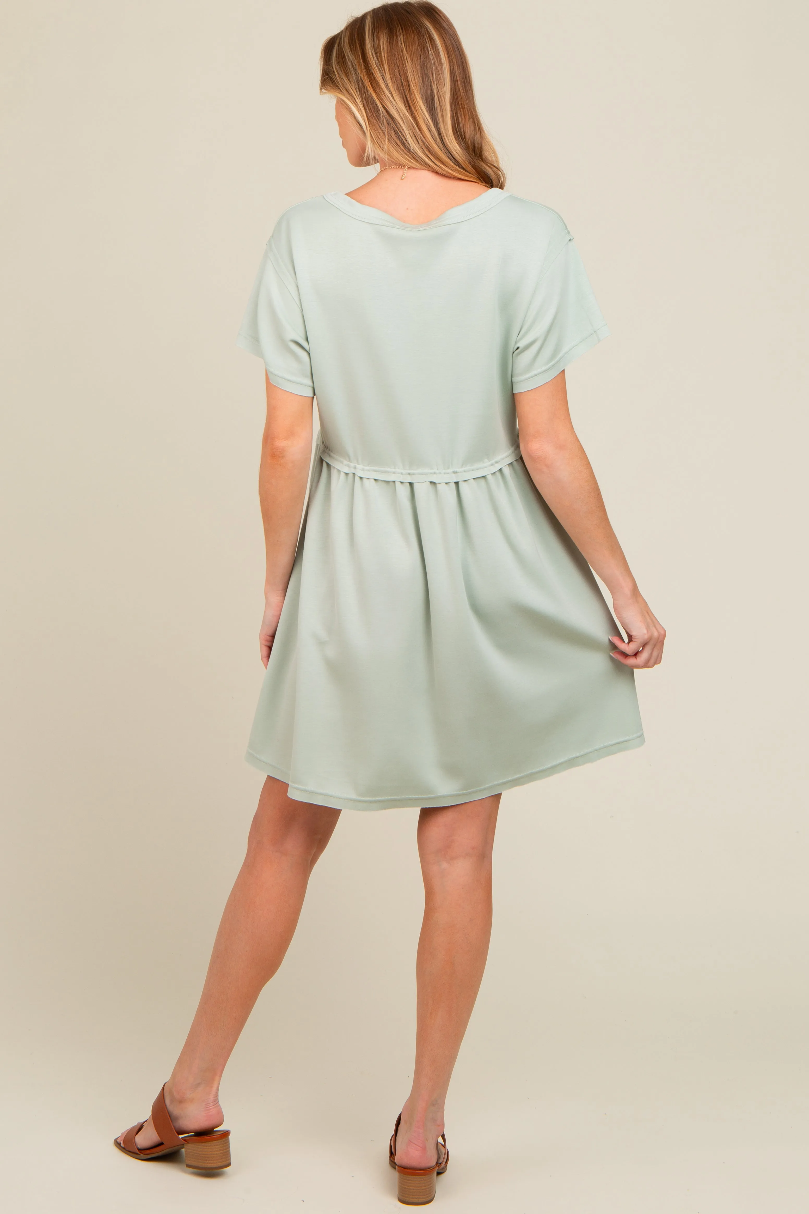 Sage Cut Edge Short Sleeve Maternity Dress sold by Pinkblush product image thumbnail 3