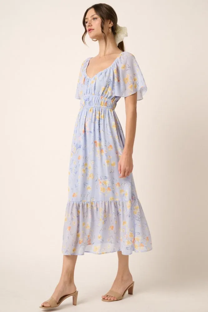 Blue Flower Print Midi Dress sold by Pinkblush product image thumbnail 2