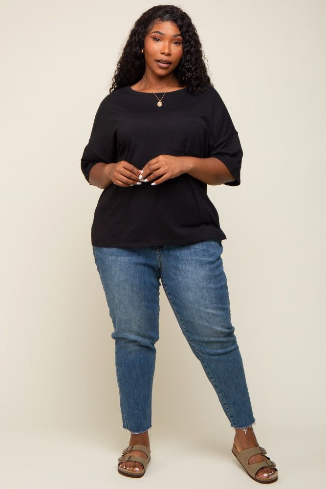 Black Short Sleeve Pocketed Plus Top sold by Pinkblush product image thumbnail 4