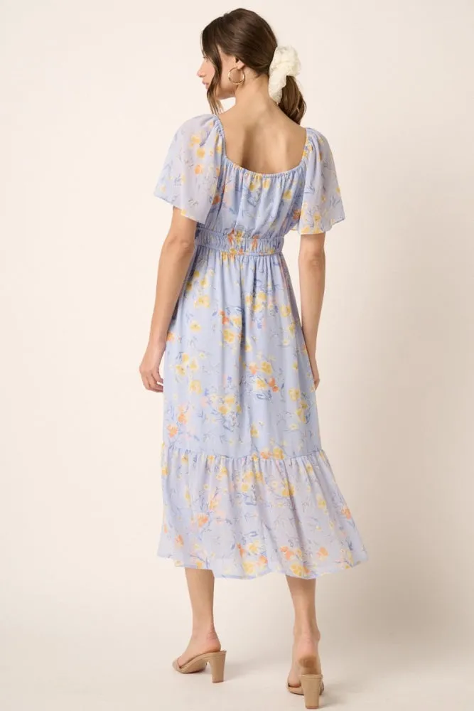 Blue Flower Print Midi Dress sold by Pinkblush product image thumbnail 3