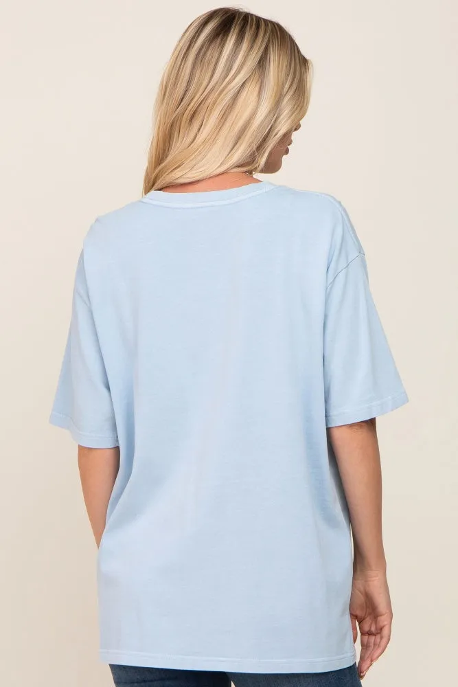 Light Blue Basic Oversized T-Shirt sold by Pinkblush product image thumbnail 3