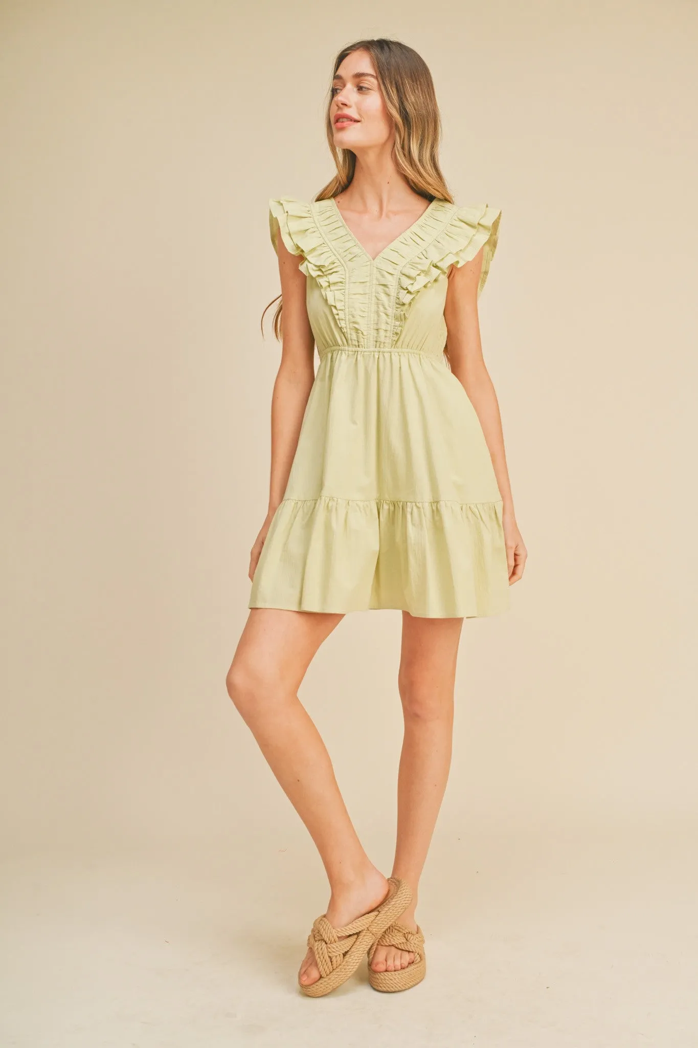 Green Ruffle Detail Mini Dress sold by Pinkblush product image thumbnail 3
