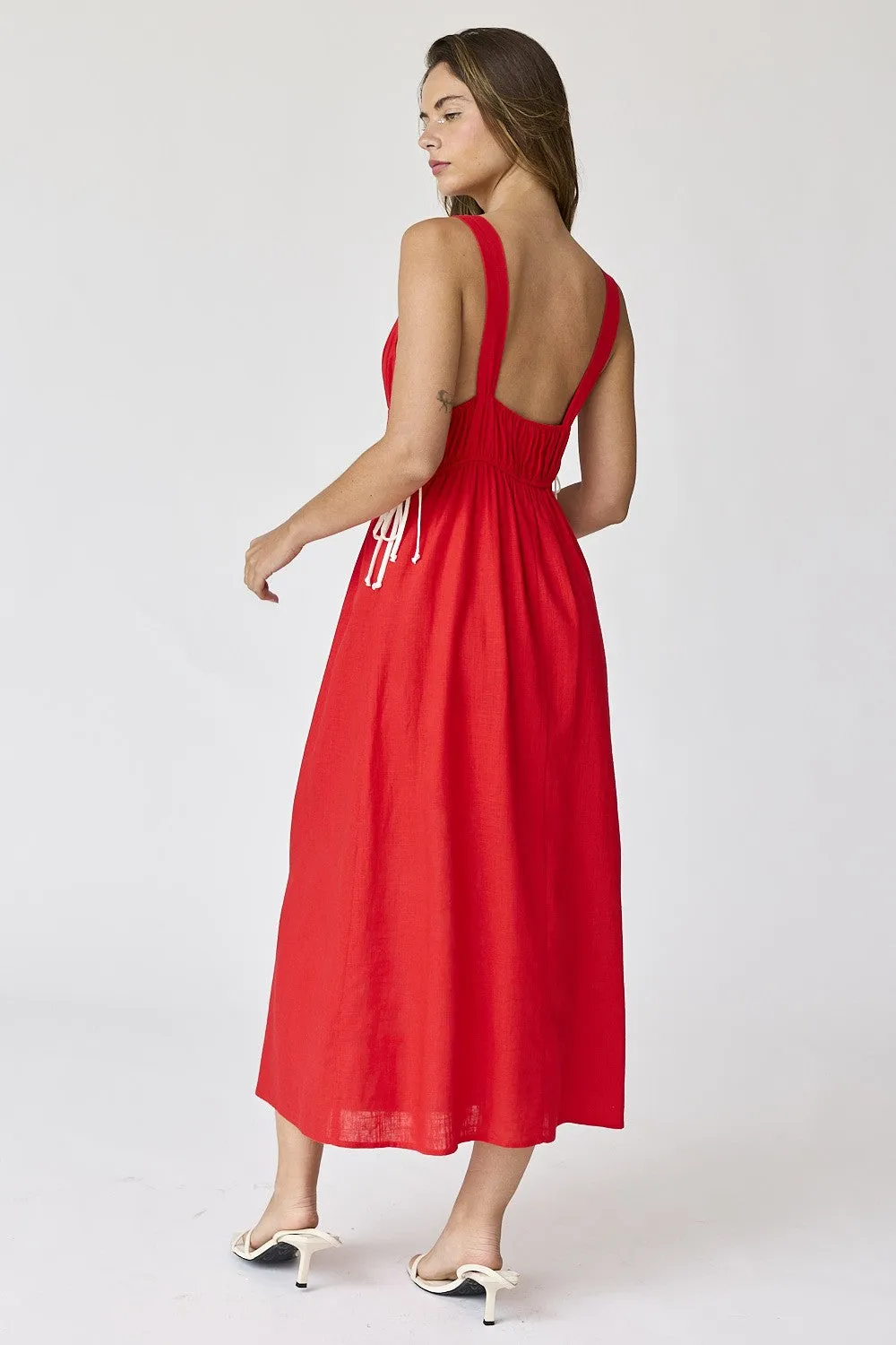 Red V-Neck Maxi Dress sold by Pinkblush product image thumbnail 3