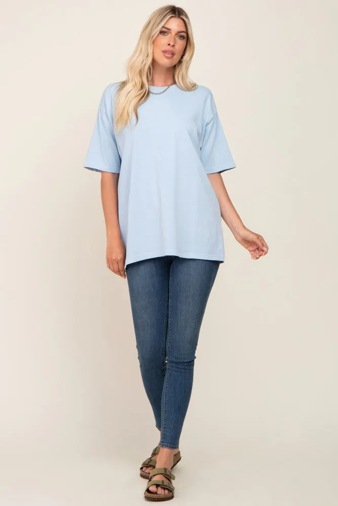 Light Blue Basic Oversized T-Shirt sold by Pinkblush product image thumbnail 4