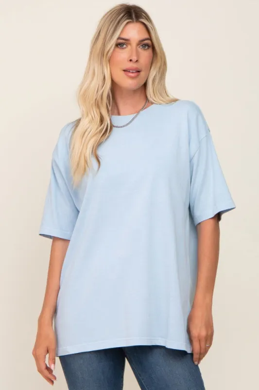 Light Blue Basic Oversized T-Shirt sold by Pinkblush