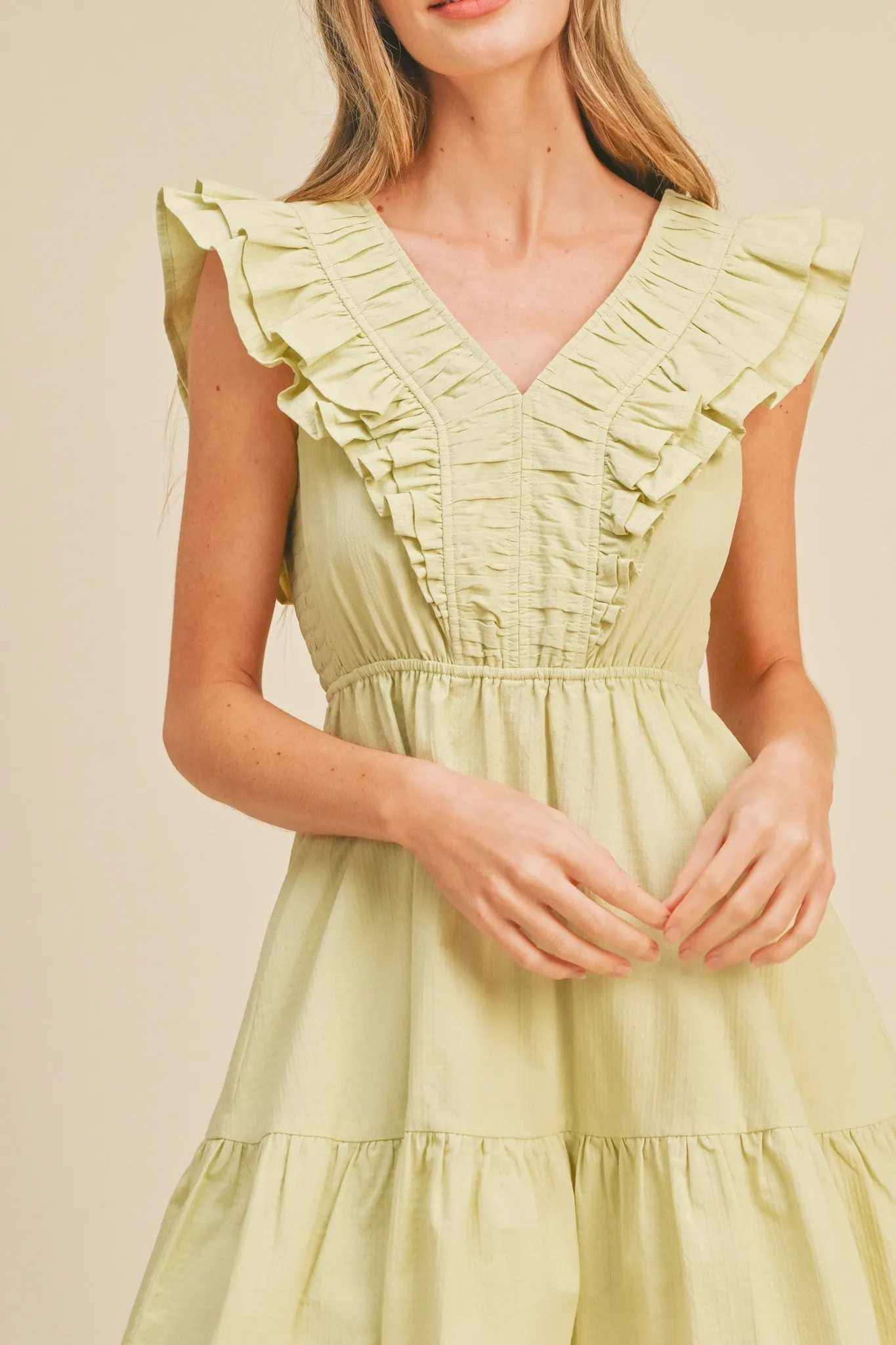 Green Ruffle Detail Mini Dress sold by Pinkblush product image thumbnail 4