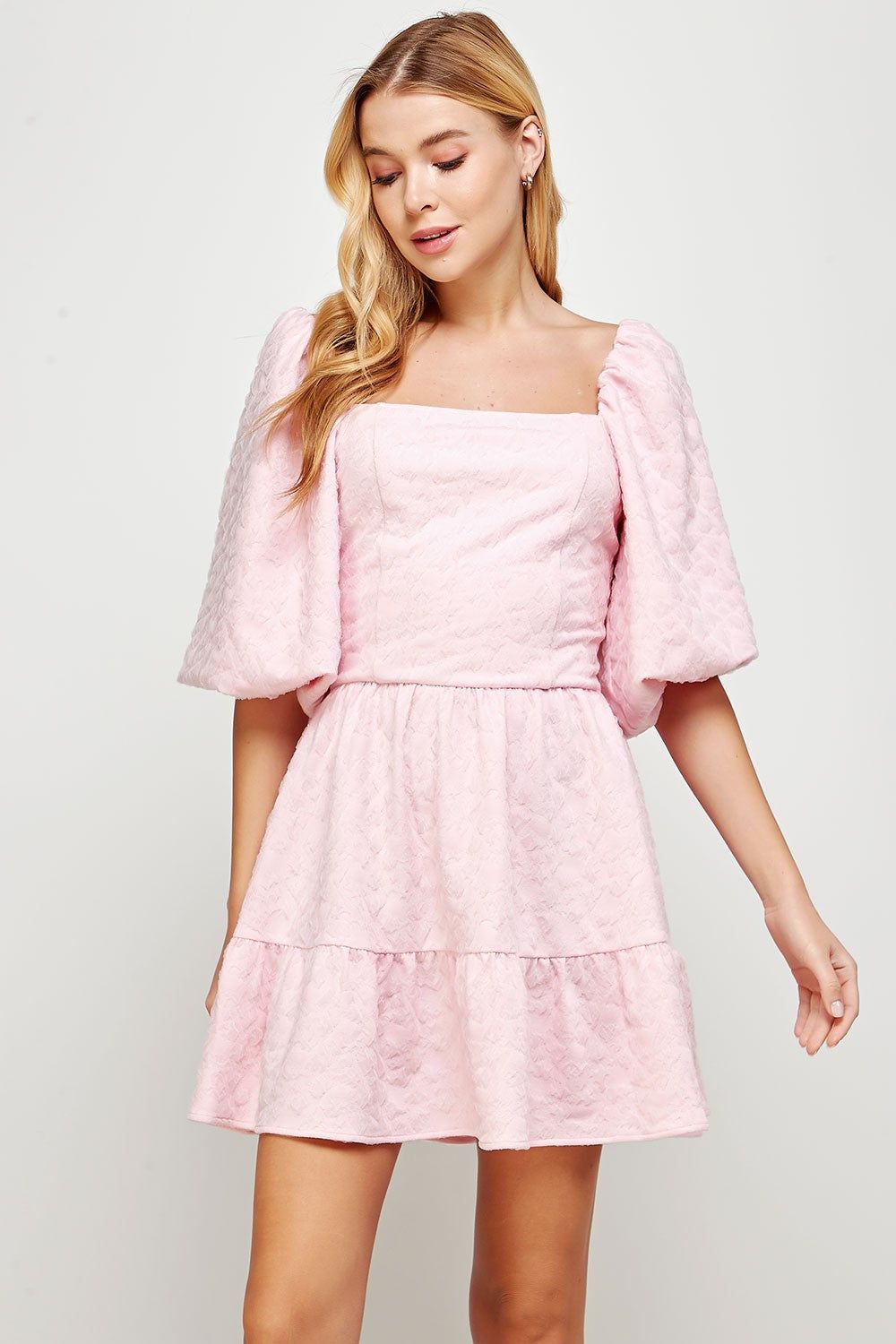 Pink Puff Sleeve Mini Dress sold by Pinkblush