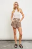 Taupe Fringe Hem Drawstring Shorts sold by Pinkblush