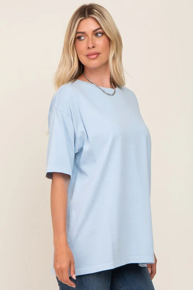 Light Blue Basic Oversized T-Shirt sold by Pinkblush product image thumbnail 2