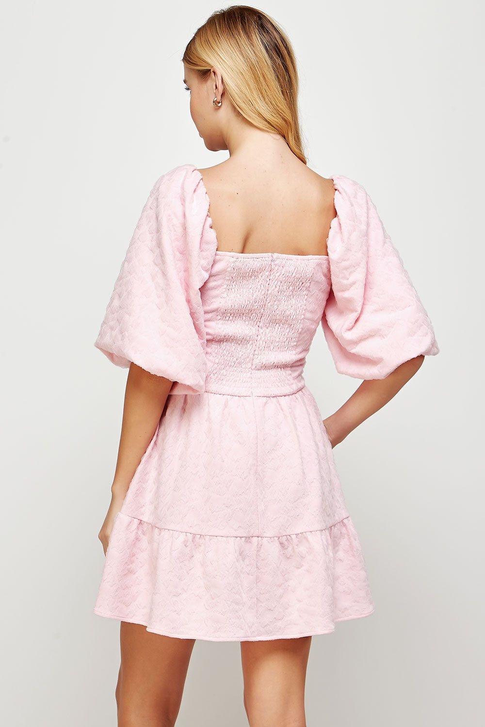 Pink Puff Sleeve Mini Dress sold by Pinkblush product image thumbnail 2