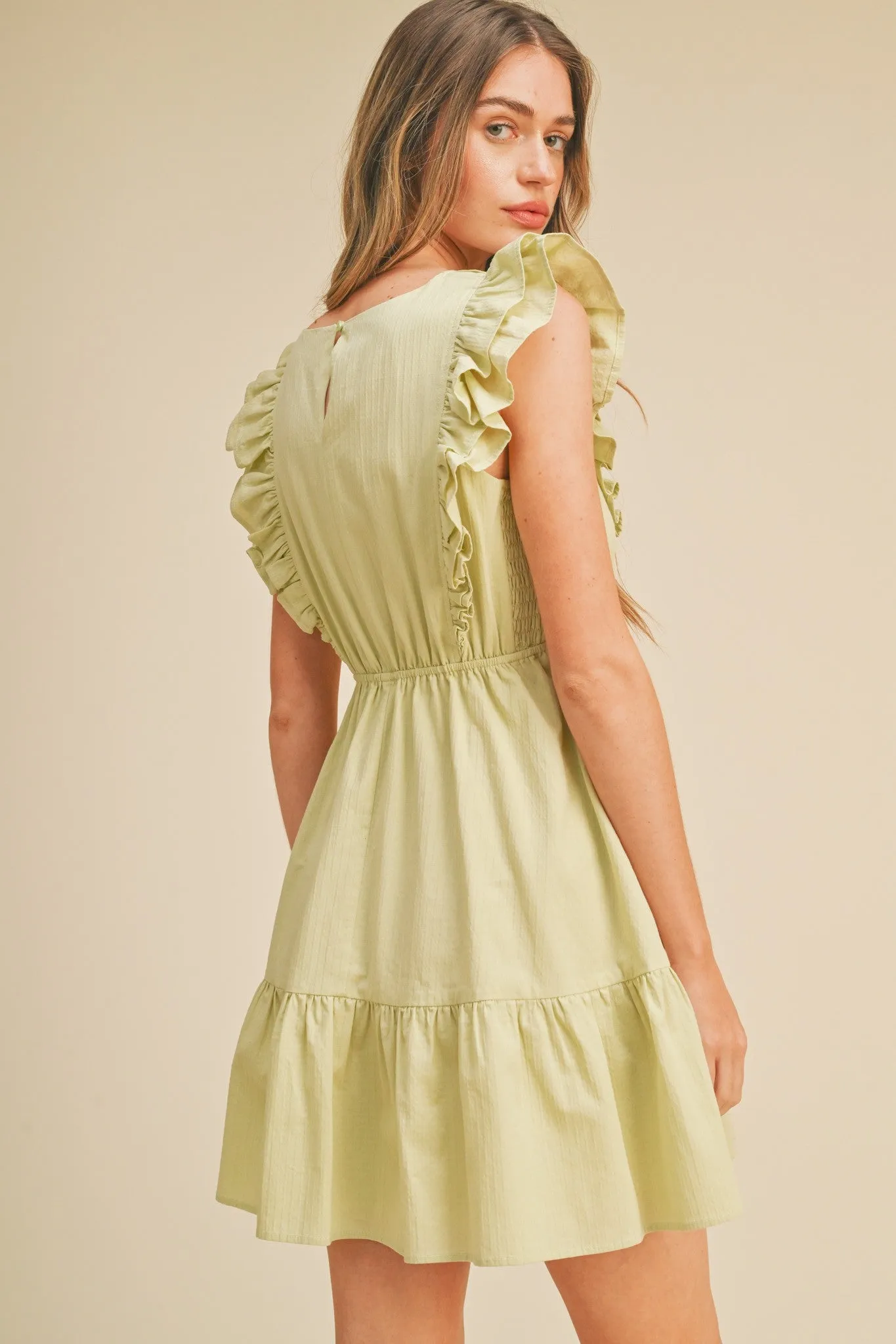 Green Ruffle Detail Mini Dress sold by Pinkblush product image thumbnail 2