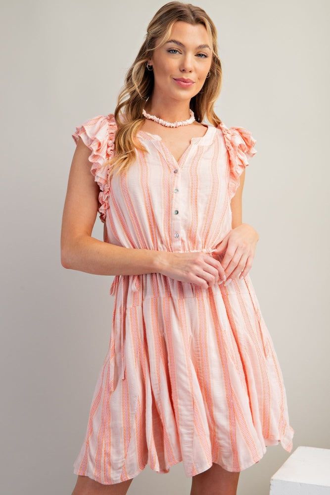 Coral Textured Cotton Gauze Dress sold by Pinkblush