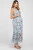 Light Blue Floral Chiffon Smocked Maternity Midi Dress sold by Pinkblush