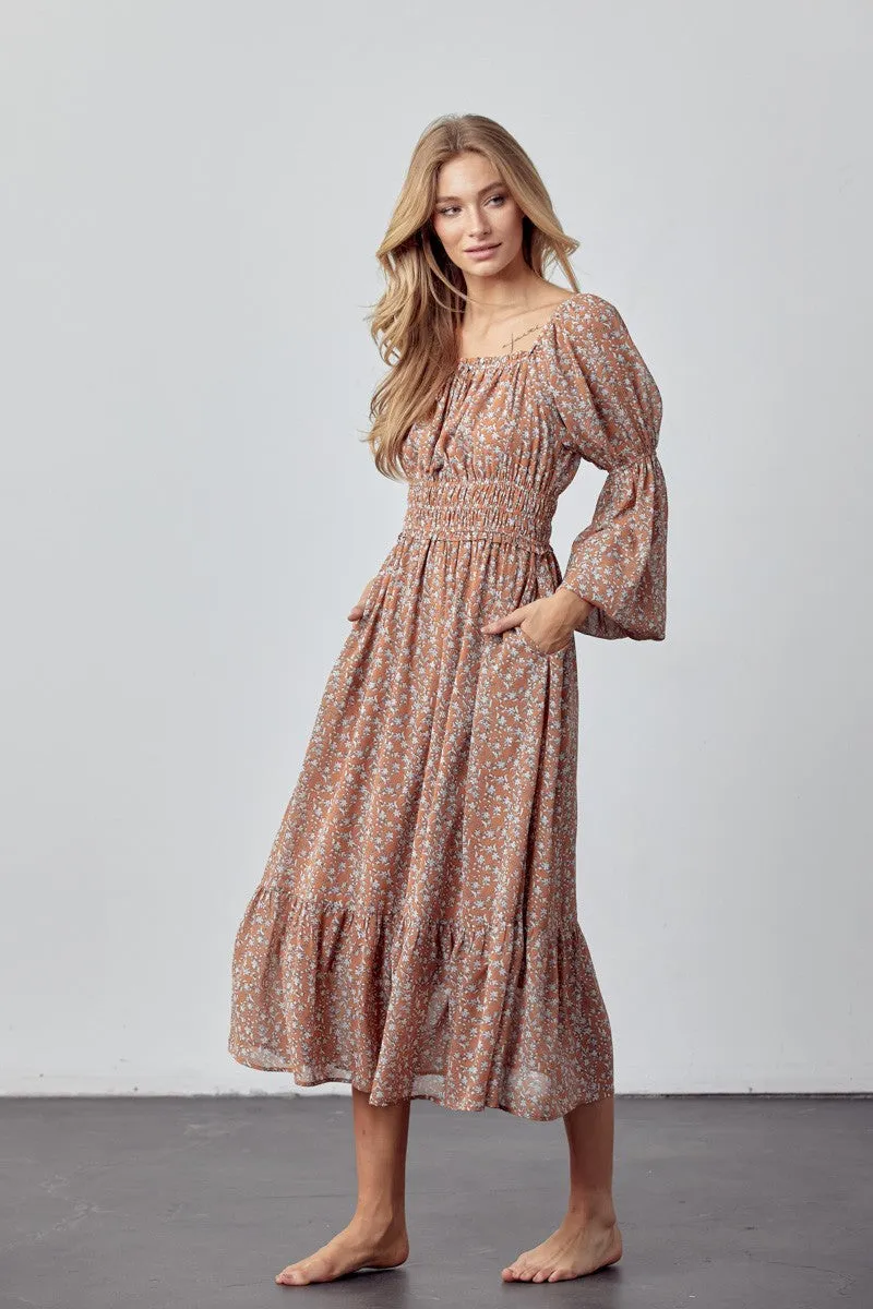 Mocha Ditsy Floral Midi Dress sold by Pinkblush product image thumbnail 2