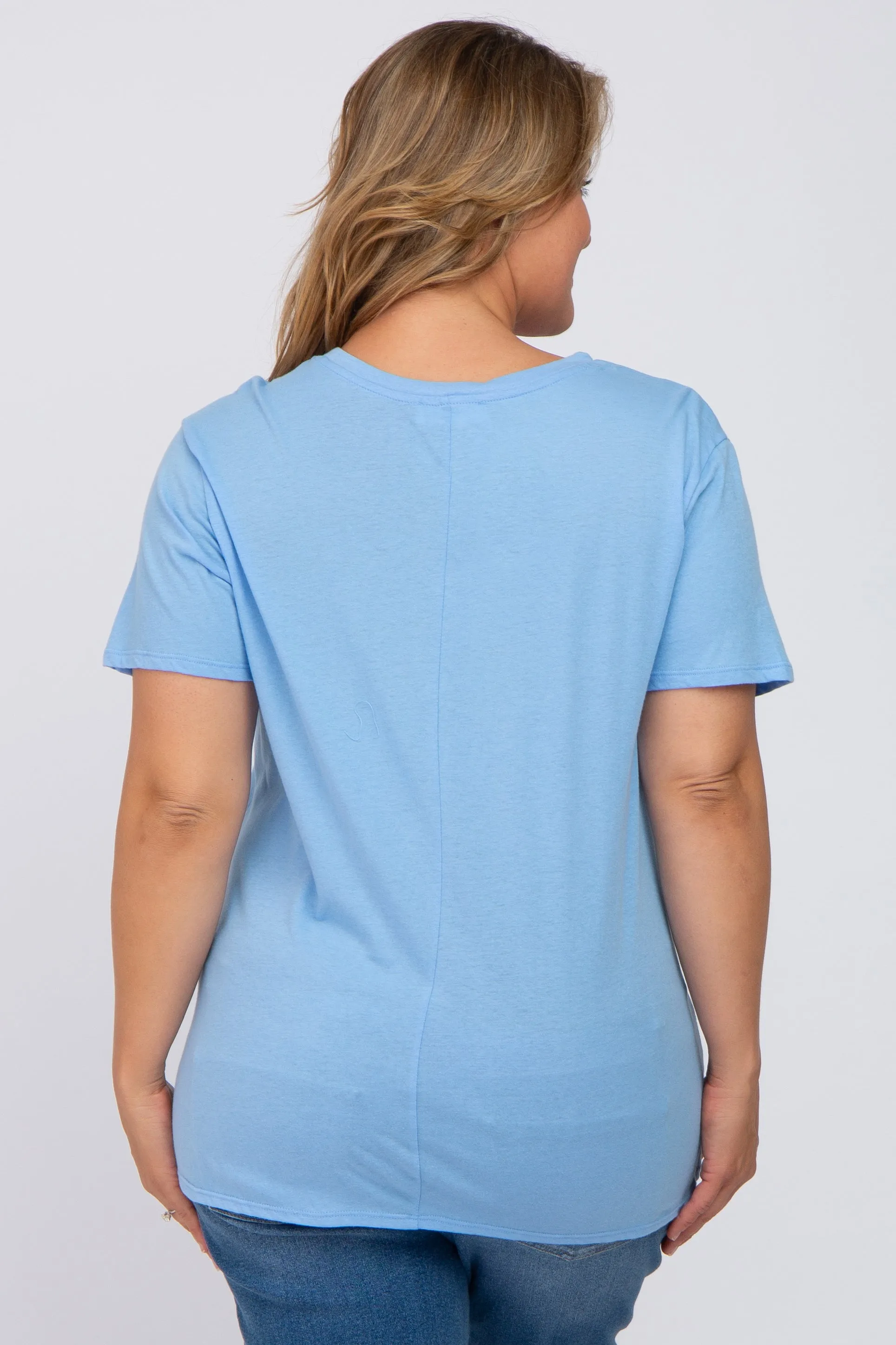 Light Blue Solid Short Sleeve Plus Maternity Top sold by Pinkblush product image thumbnail 3