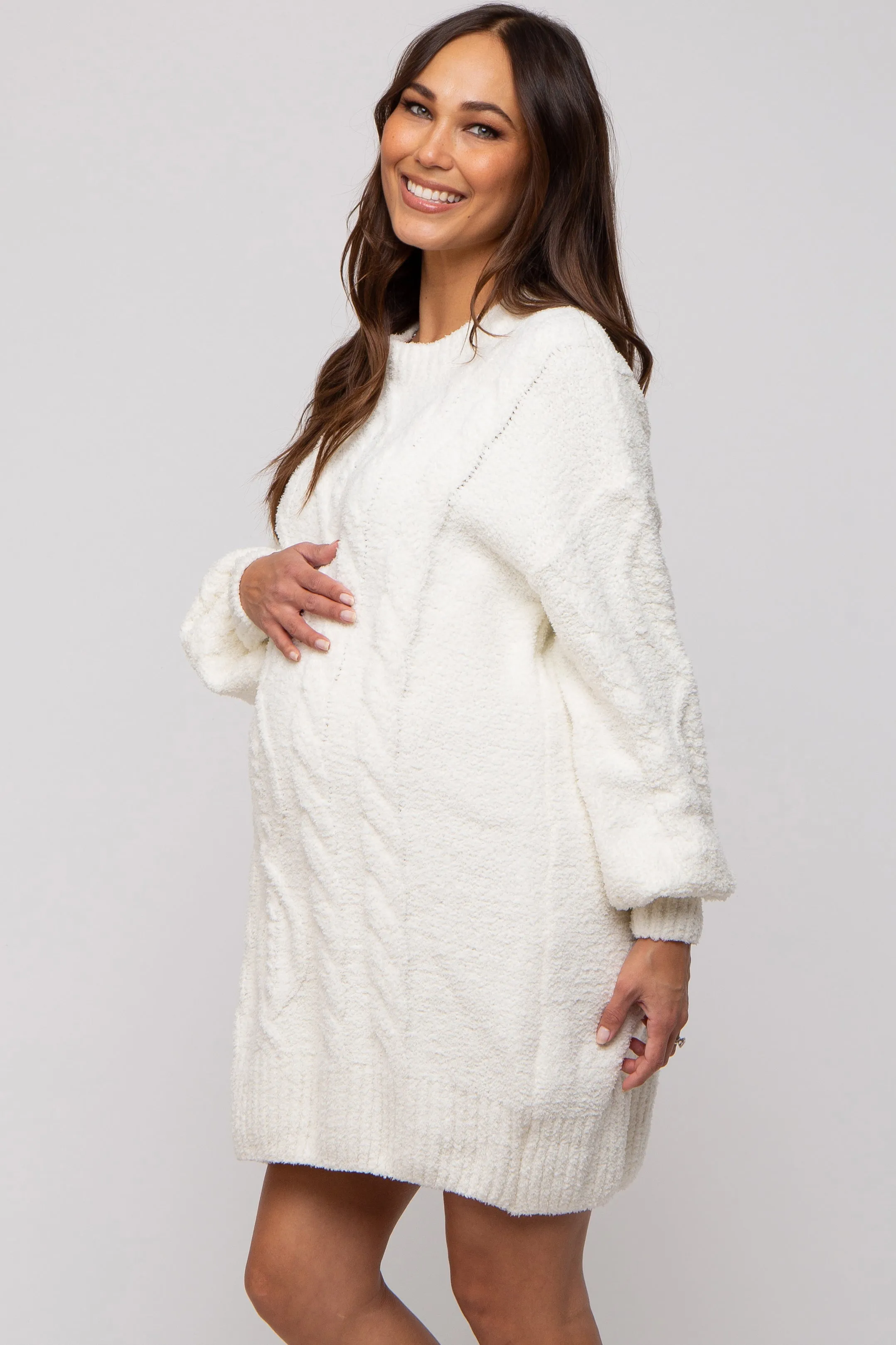 Ivory Soft Knit Maternity Sweater Dress sold by Pinkblush product image thumbnail 2