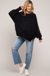 Black Maternity Long Sleeve Sweater sold by Pinkblush